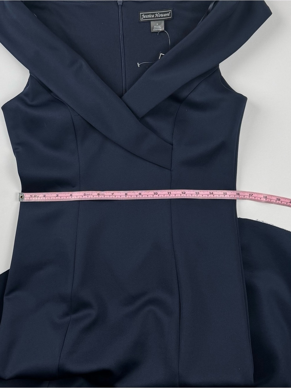 Jessica Howard Women's Sleeveless Portrait Collar Gown Navy Size 10 - Picture 13 of 16